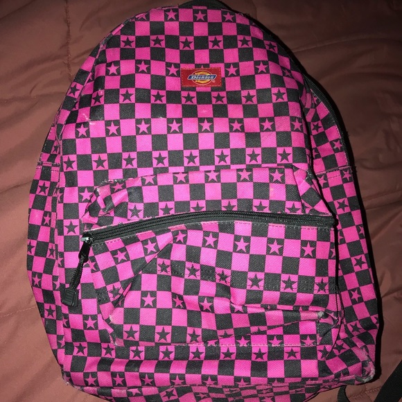 Pink and black checkered backpack Clearance